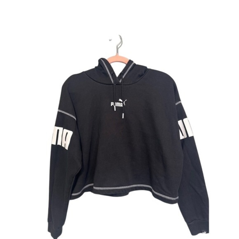 Black Crop Puma Sweatshirt - Picture 1 of 5
